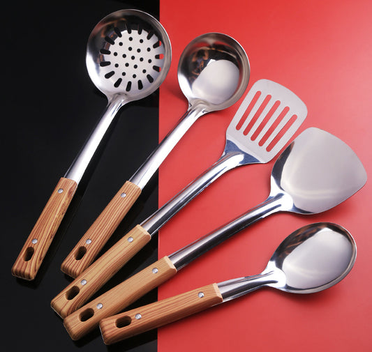 Four-Piece Kitchen Utensil Set, Stainless Steel Kitchen Tools with Wooden Handles