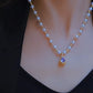 French-Style Purple Teardrop Durian Pearl Necklace for Women - Light Luxury Minimalist Design