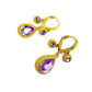 Champagne earrings, golden zircon durian earrings, water droplet pendant