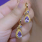 Champagne earrings, golden zircon durian earrings, water droplet pendant