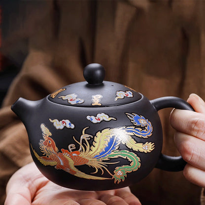 Dragon and Phoenix Purple Sand Pot
