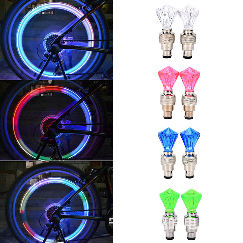 Motorcycle LED Tire Valve Lights — 8 Pieces — Motion-activated lighting