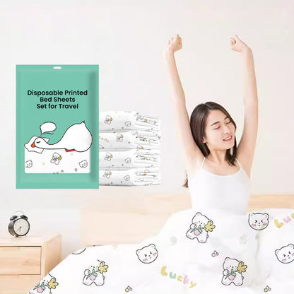 🥰Disposable Printed Bed Sheets Set for Travel