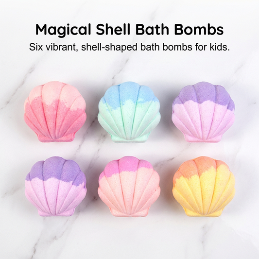 6 Packs Kids Shell Bath Bombs with Surprise Jewelry Inside